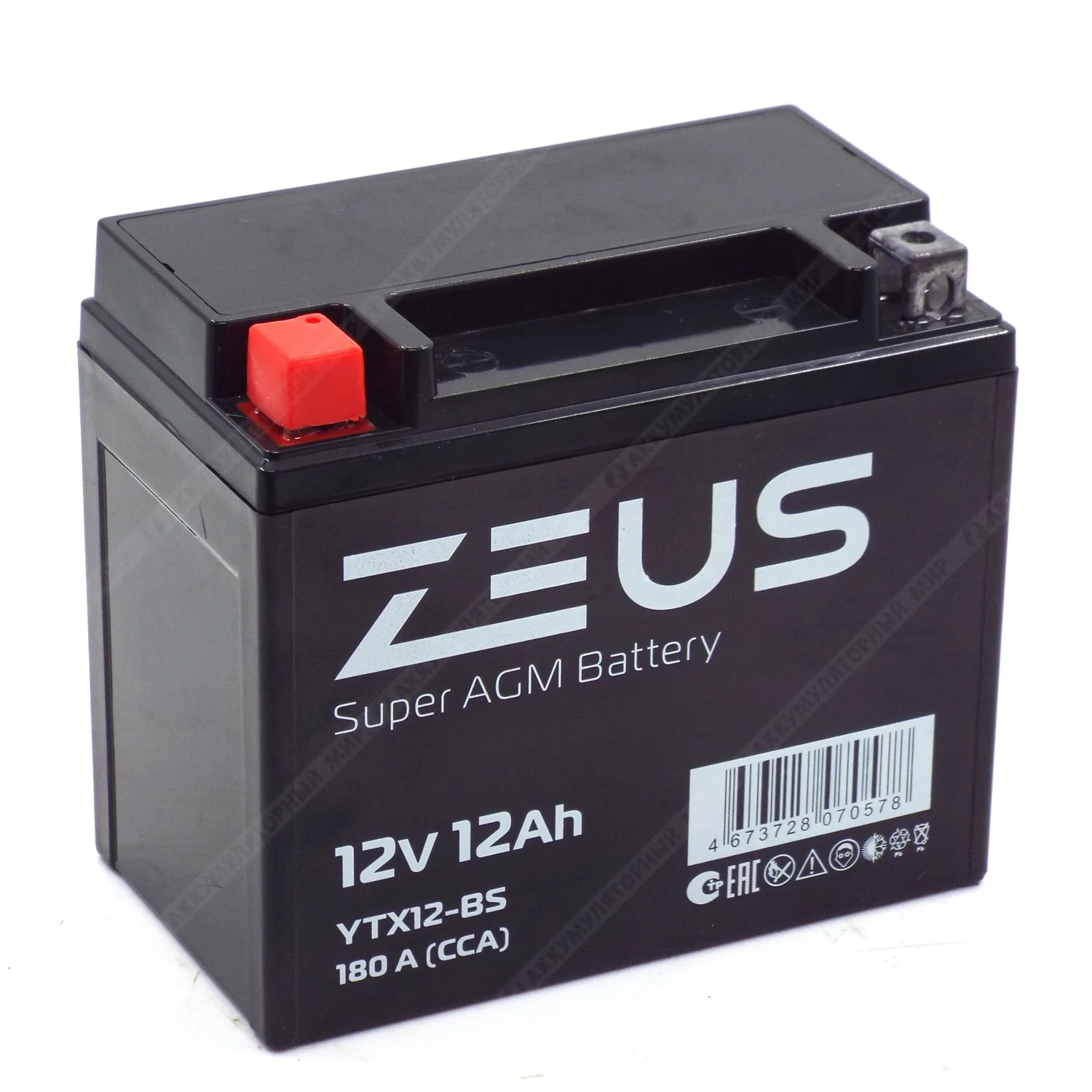 Аккумулятор ZEUS SUPER AGM 12 Ач п.п. (YTX12-BS)