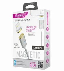 Кабель Partner USB2.0 - Lightning 8pin, 2.1A, 1.2м, магнитный STOCK-ЦЕНА Фото 1