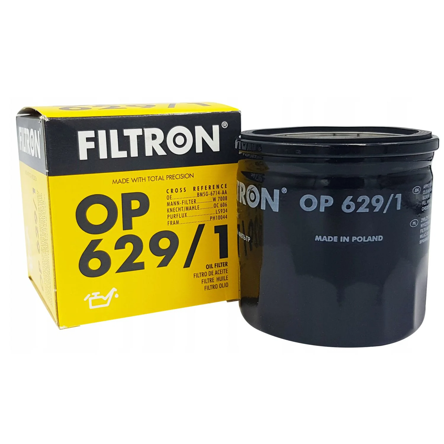 Фильтр масляный FILTRON OP629/1 (W7008, GB-1201, LC-1610, SM110) FORD / VOLVO Фото 1