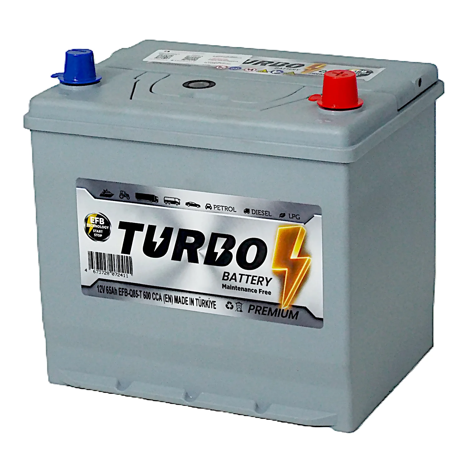 Аккумулятор TURBO EFB Q85 Asia 65 Ач о.п. Фото 1