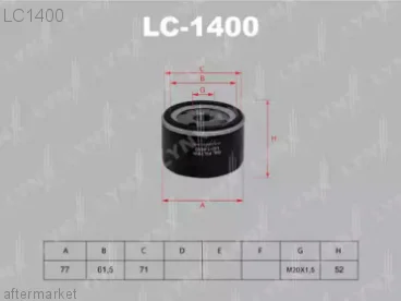 Фильтр масляный LYNX LC-1400 (W75/3, GB-1179, LC-1400, SM142) RENAULT / NISSAN Фото 1