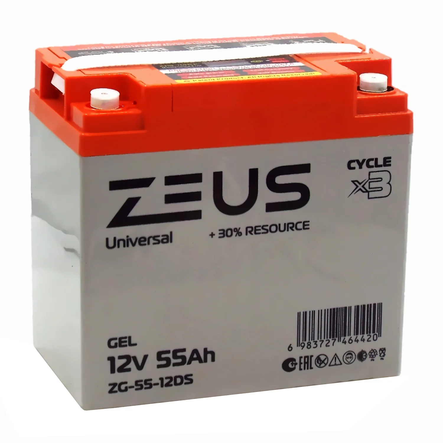 Аккумулятор ZEUS ZG-55-12DS GEL (12V55Ah) универсальный