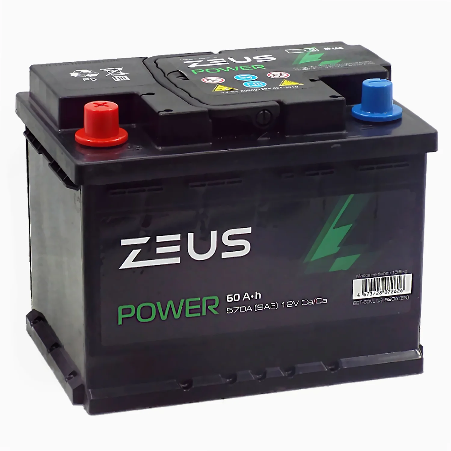 Аккумулятор ZEUS POWER 60 Ач п.п. 1AK