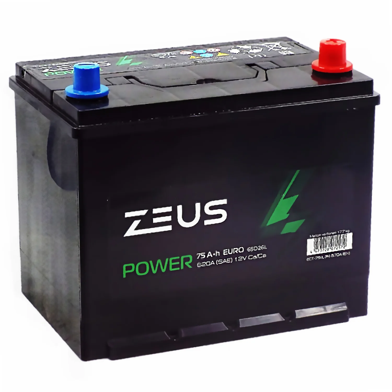 Аккумулятор ZEUS POWER Asia 65D26L 75 Ач о.п.