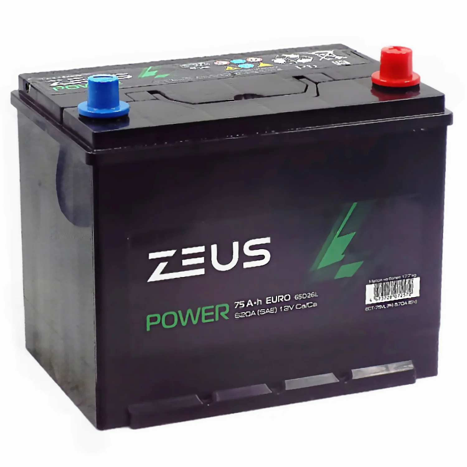 Аккумулятор ZEUS POWER Asia 65D26L 75 Ач о.п.