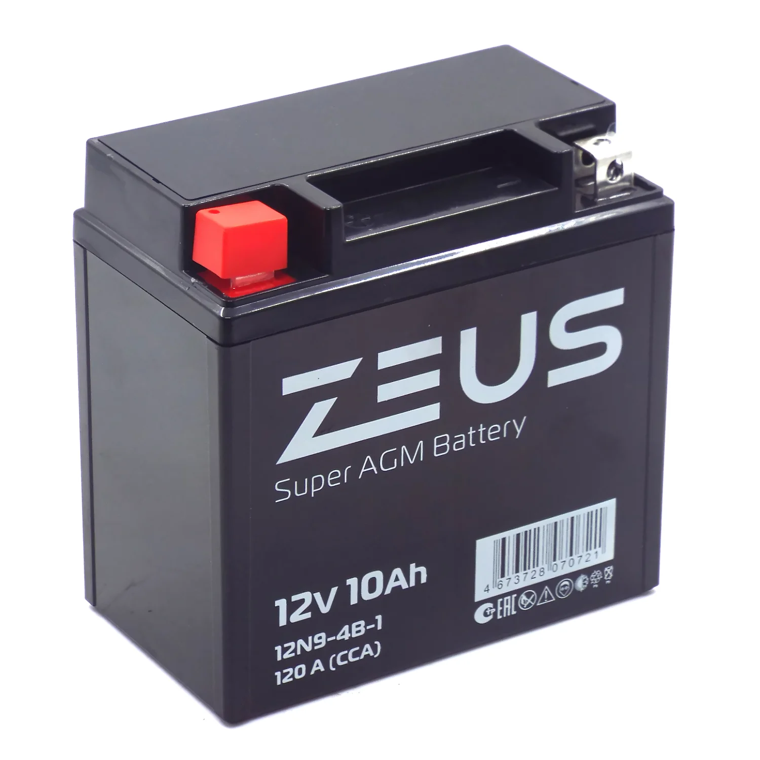 Аккумулятор ZEUS SUPER AGM 10 Ач п.п. (12N9-4B-1)